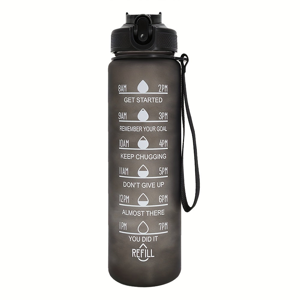 1pc 950ml/32Oz Gradient Color Water Bottles With Times Scale And Straw, Leakproof Drinking Sports Water Bottle For Fitness, Gym & Outdoor
