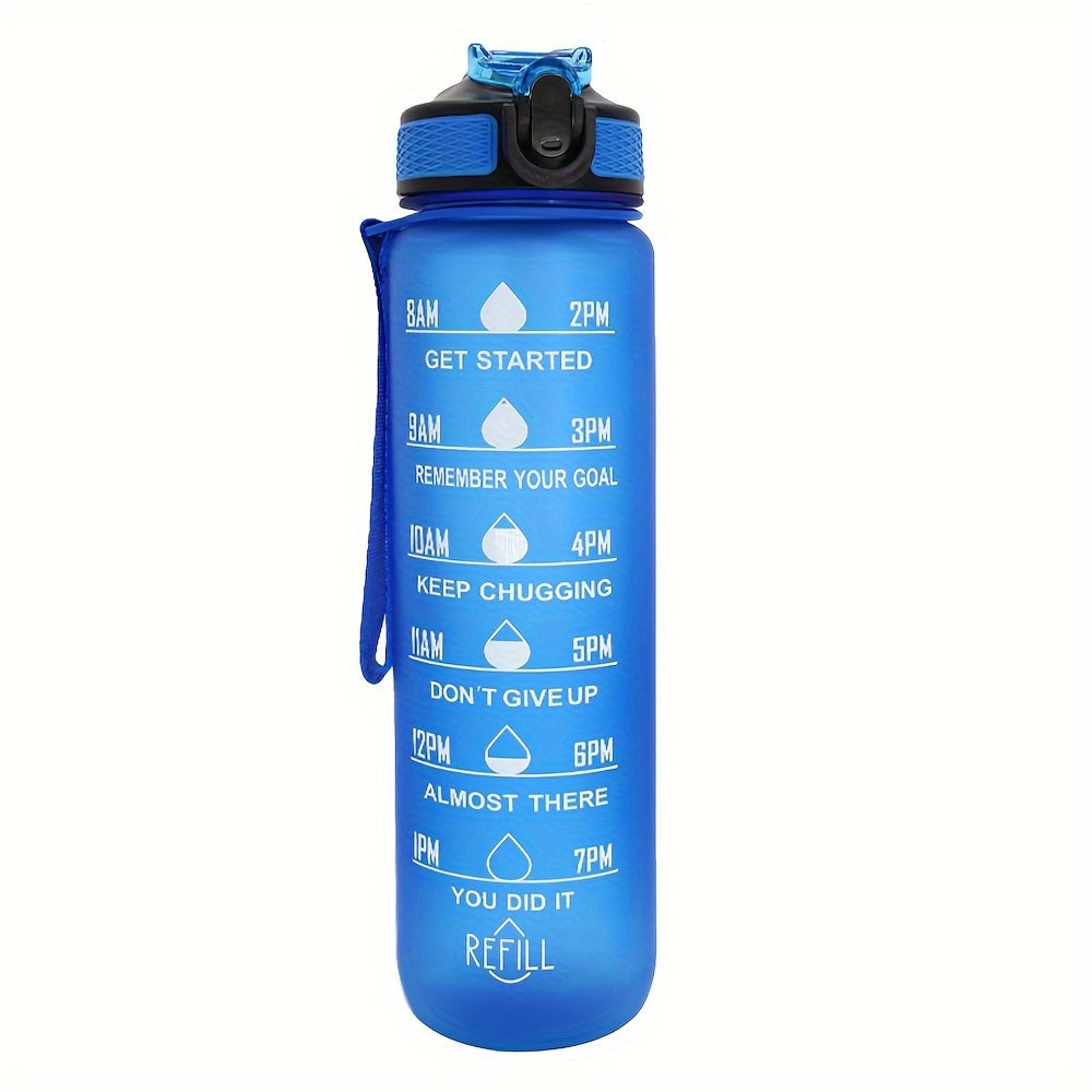 1pc 950ml/32Oz Gradient Color Water Bottles With Times Scale And Straw, Leakproof Drinking Sports Water Bottle For Fitness, Gym & Outdoor