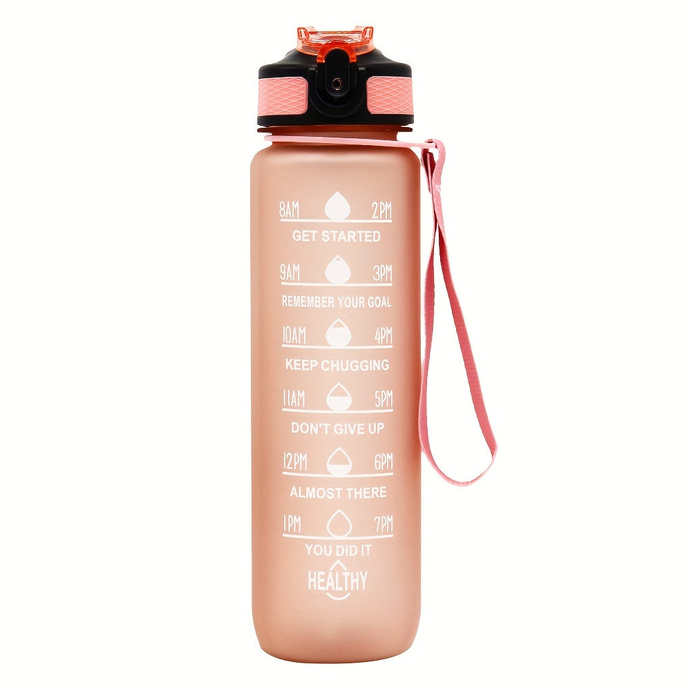 1pc 950ml/32Oz Gradient Color Water Bottles With Times Scale And Straw, Leakproof Drinking Sports Water Bottle For Fitness, Gym & Outdoor