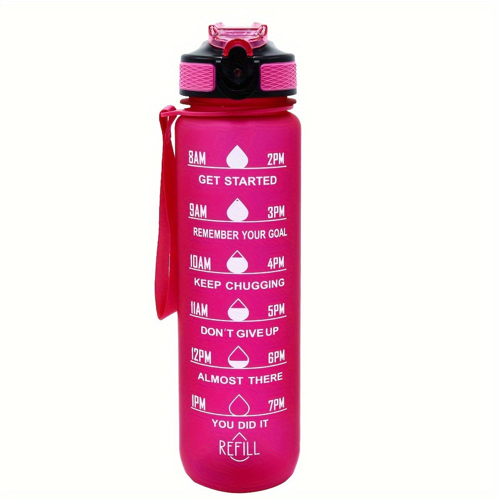 1pc 950ml/32Oz Gradient Color Water Bottles With Times Scale And Straw, Leakproof Drinking Sports Water Bottle For Fitness, Gym & Outdoor