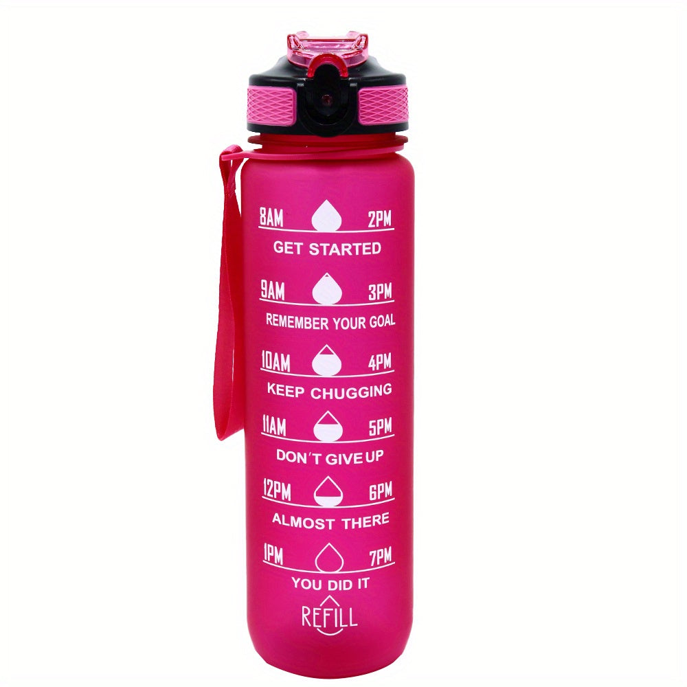1pc 950ml/32Oz Gradient Color Water Bottles With Times Scale And Straw, Leakproof Drinking Sports Water Bottle For Fitness, Gym & Outdoor