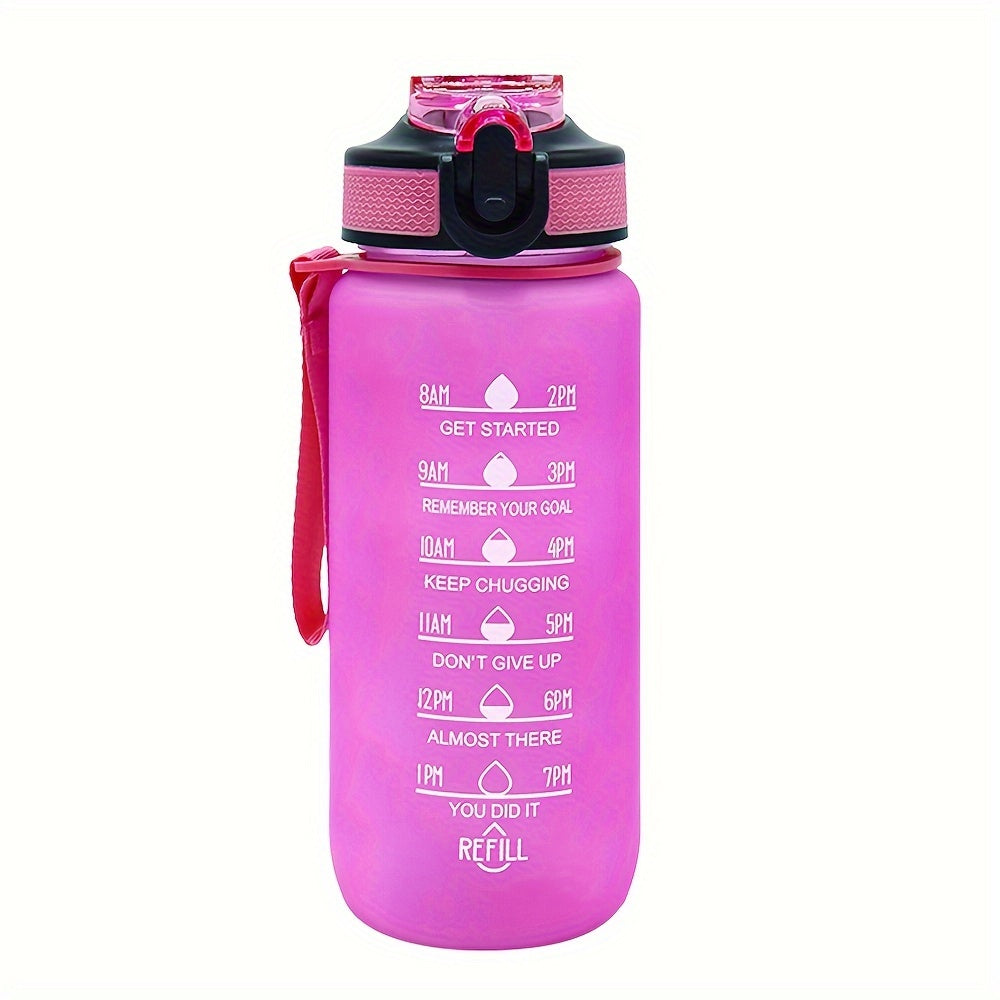 1pc 950ml/32Oz Gradient Color Water Bottles With Times Scale And Straw, Leakproof Drinking Sports Water Bottle For Fitness, Gym & Outdoor