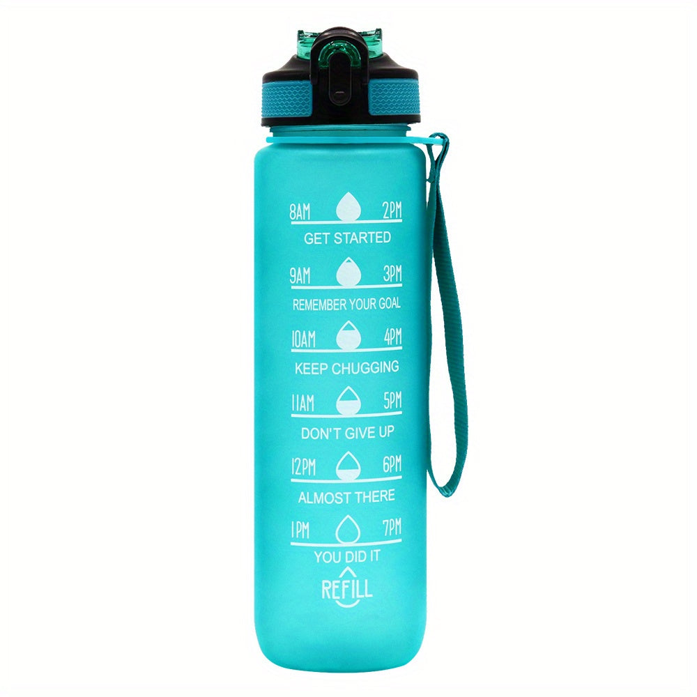 1pc 950ml/32Oz Gradient Color Water Bottles With Times Scale And Straw, Leakproof Drinking Sports Water Bottle For Fitness, Gym & Outdoor